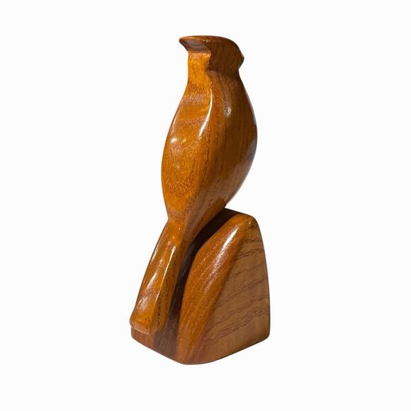 Vintage Hand Carved Wood Cardinal Bird Figure Signed Americana Smooth Folk Art - Picture 5 of 11
